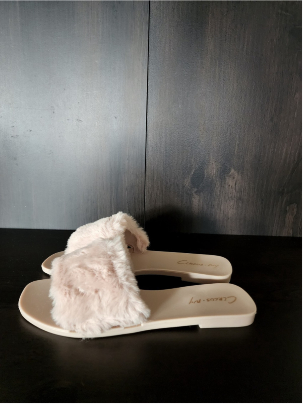 Circus By Sam Edelman Everette Faux Fur Jelly Slippers Sandal 7 M - Beige - Picture 7 of 13